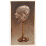 Julian Gordon Mitchell, mannequin head, oil on board, signed verso, 46cm x 25cm, framed Very good