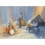 Christopher Jarvis (born 1943), cool jazz, watercolour, signed with exhibition label verso, 23cm x