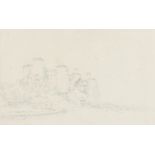 Attributed to J M W Turner, Conwy Castle, pencil sketch, circa 1794/5, on Whatman paper 1794, 20cm x