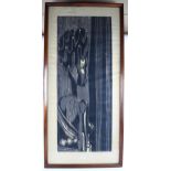 Sue Smock, Bride, large linocut print, signed in pencil, no. 7/15, image 100cm x 40cm, framed Even