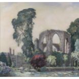 William Thomas Wood (1877 - 1958), abbey ruins, watercolour, signed and dated 1937, 46cm x 48cm,