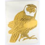 Karen Usborne (born 1941), owl, embossed coloured etching, signed in pencil, 1971, no. 12/50, 77cm x