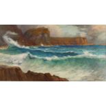 Edward Frederick Brewtnall (1846 - 1902), rough seas on Cornish coast, watercolour, signed, 38cm x