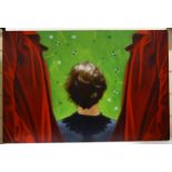 Alex Kilby, contemporary oil on canvas, green screen, 91cm x 136cm, unframed Very good condition