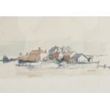William Redgrave (1903-1986), watercolour on paper, Coastal Village, 20cm x 28.5cm, mounted,