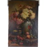 Cornelius Kees Terlouw (1890 - 1948), still life, flowers and wine glass, oil on canvas, signed,