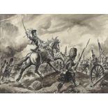 Leo Rawlings (1918 - 1990), the Battle of Waterloo, monochrome watercolour/ink sketch on paper,