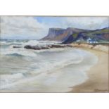 Ivor Beaumont, Fairhead from Bally Castle, watercolour, signed and dated 1941, 26cm x 37cm, framed
