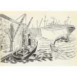 Edward Bawden (1903 -1989), dockland scene, lithograph from Alphabet And Image II 1946, printed by