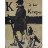 William Nicholson (1872-1949), lithograph in colours on paper, K is for Keeper from An Alphabet,