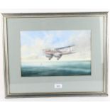 Gordon Wright, British European Airways Rapide passing the Longships Light, circa 1959, signed, 23cm