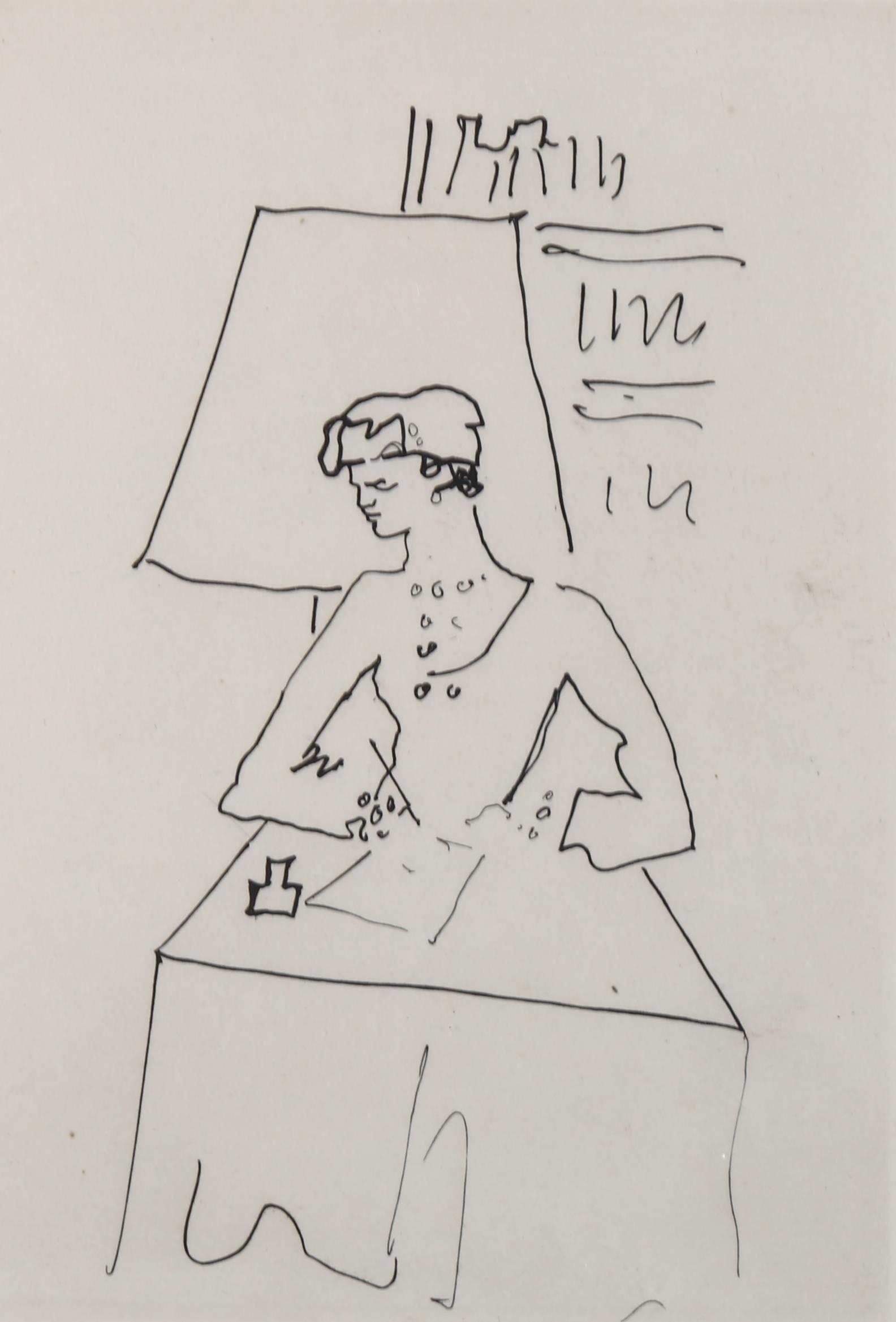 Jean Cocteau (1889 - 1963), Le Bal, original etching, 1953, no. 153/220, plate 21cm x 15cm, framed