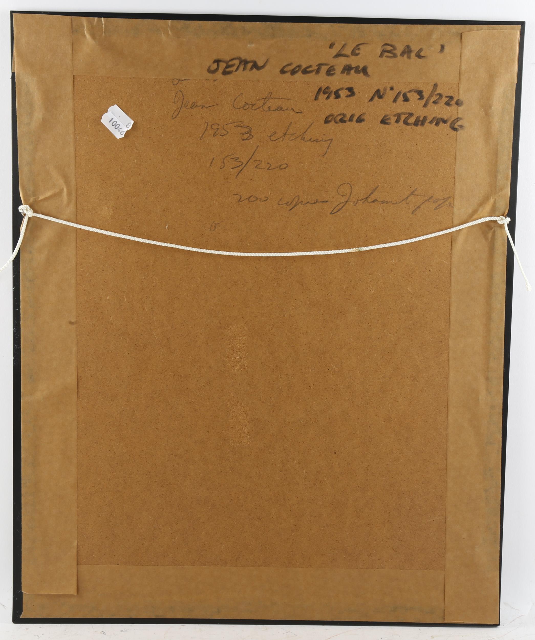Jean Cocteau (1889 - 1963), Le Bal, original etching, 1953, no. 153/220, plate 21cm x 15cm, framed - Image 4 of 4