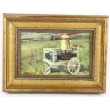 Phyllis Nielson, Newmans Milk Cart, Frensham, oil on wood panel, signed and dated 1981, 13cm x 21cm,