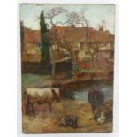 John Edwin Noble (1876 - 1941) (First World War artist), animals in the farmyard, oil on canvas,