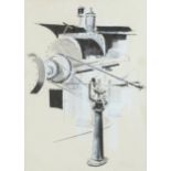 Edna Lumb (1931 - 1992), engineering study, watercolour/ink, signed and dated 1971, 32cm x 23cm,