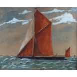 19th century watercolour, study of a sailing boat, unsigned, 30cm x 37cm, framed Paper is dry and