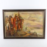 Vadim Ousiannikov, contemporary Russian religious composition with text inscription, signed with