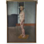Mid-20th century oil on canvas, nude life study, unsigned, 102cm x 71cm, framed Good condition