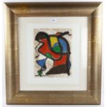 Joan Miro (1893 - 1983), abstract colour woodcut print, issued in Miro engraving volume 1, no.