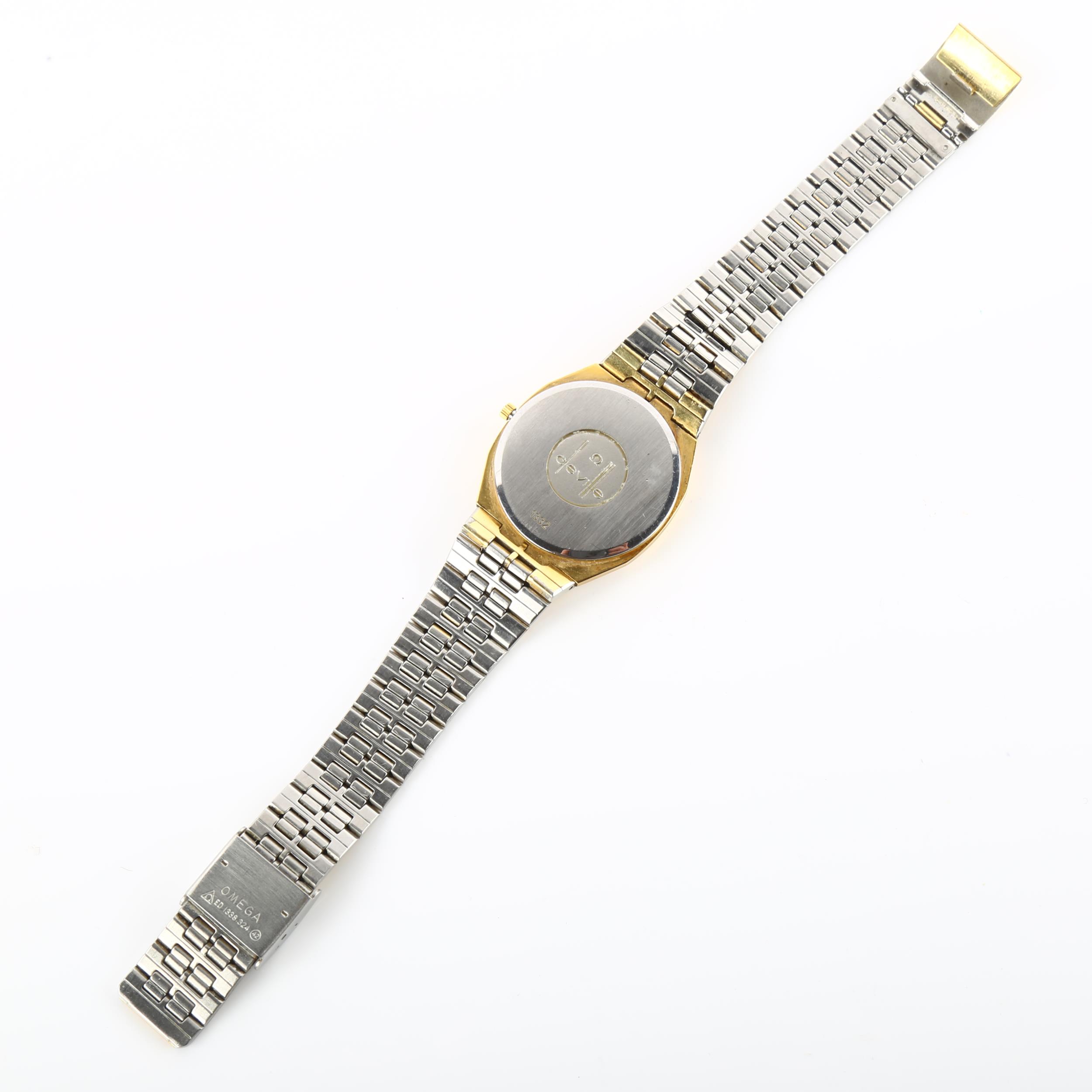 OMEGA - a gold plated stainless steel De Ville quartz bracelet watch, ref. 1332, champagne dial with - Image 3 of 5