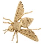 A modern 9ct gold figural bee brooch, maker's marks JMS, import hallmarks London 1991, wingspan 34.