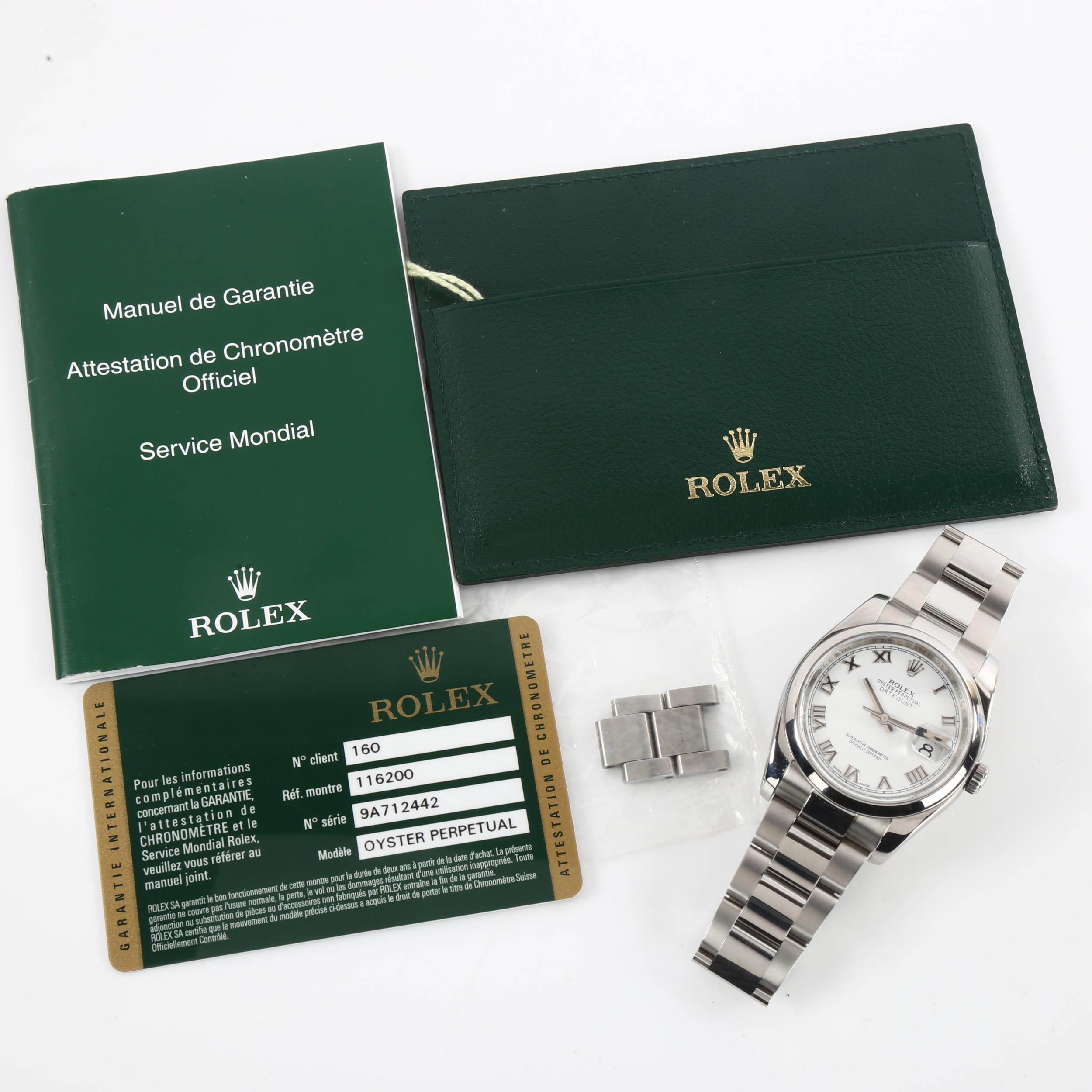 ROLEX - a stainless steel Datejust automatic bracelet watch, ref. 116200, circa 2013, white dial - Image 5 of 5