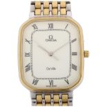 OMEGA - a gold plated stainless steel De Ville quartz bracelet watch, ref. 1417, cream dial with