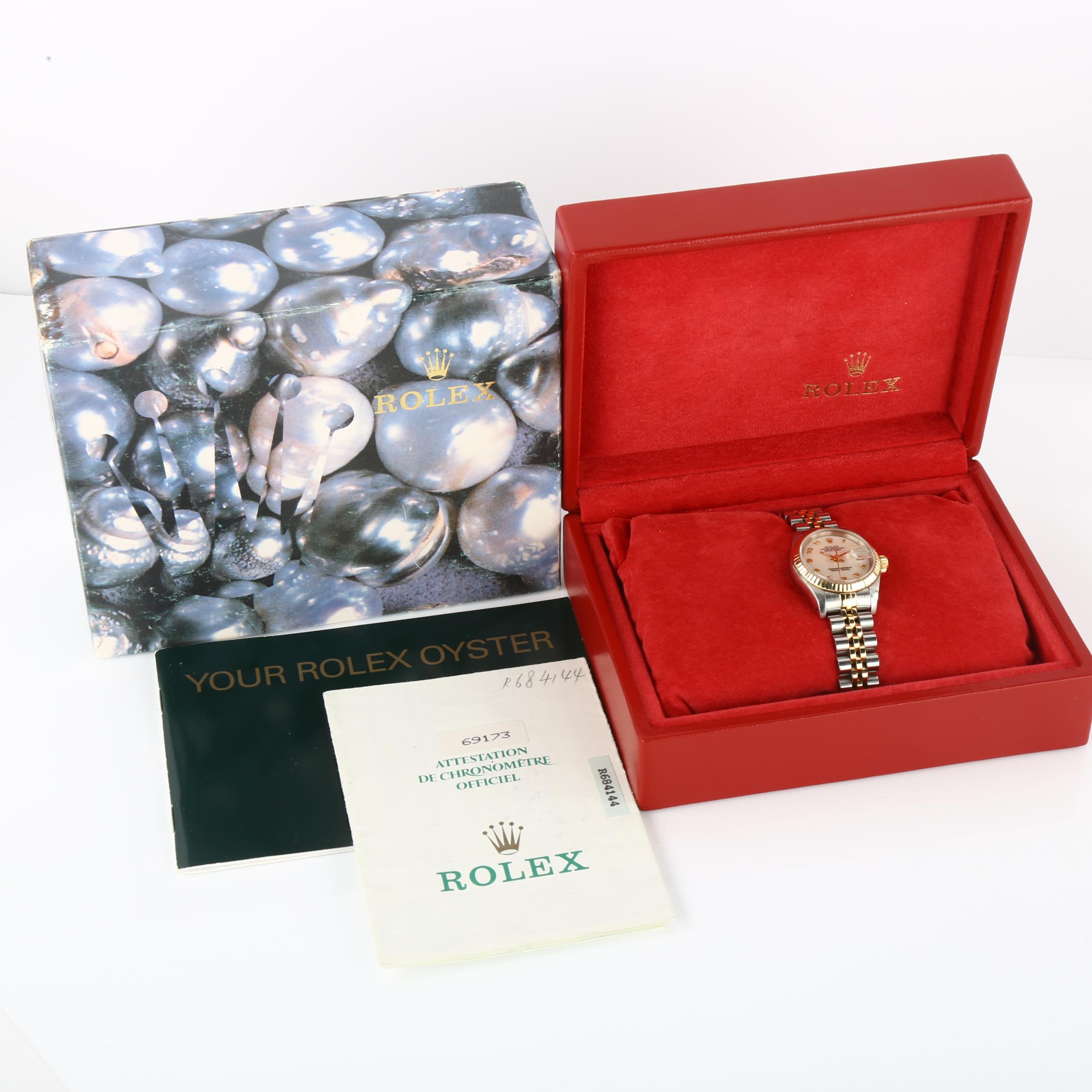 ROLEX - a lady's bi-metal Datejust automatic bracelet watch, ref. 69173, circa 1988, cream Rolex - Image 5 of 5