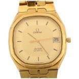 OMEGA - a gold plated stainless steel De Ville quartz bracelet watch, ref. 1332, champagne dial with