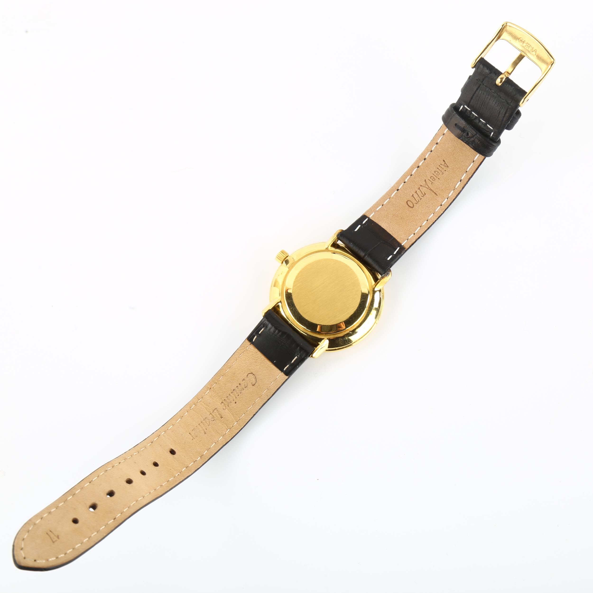 OMEGA - a gold plated De Ville mechanical wristwatch, ref. 111.077, circa 1969, black dial with gilt - Image 3 of 5