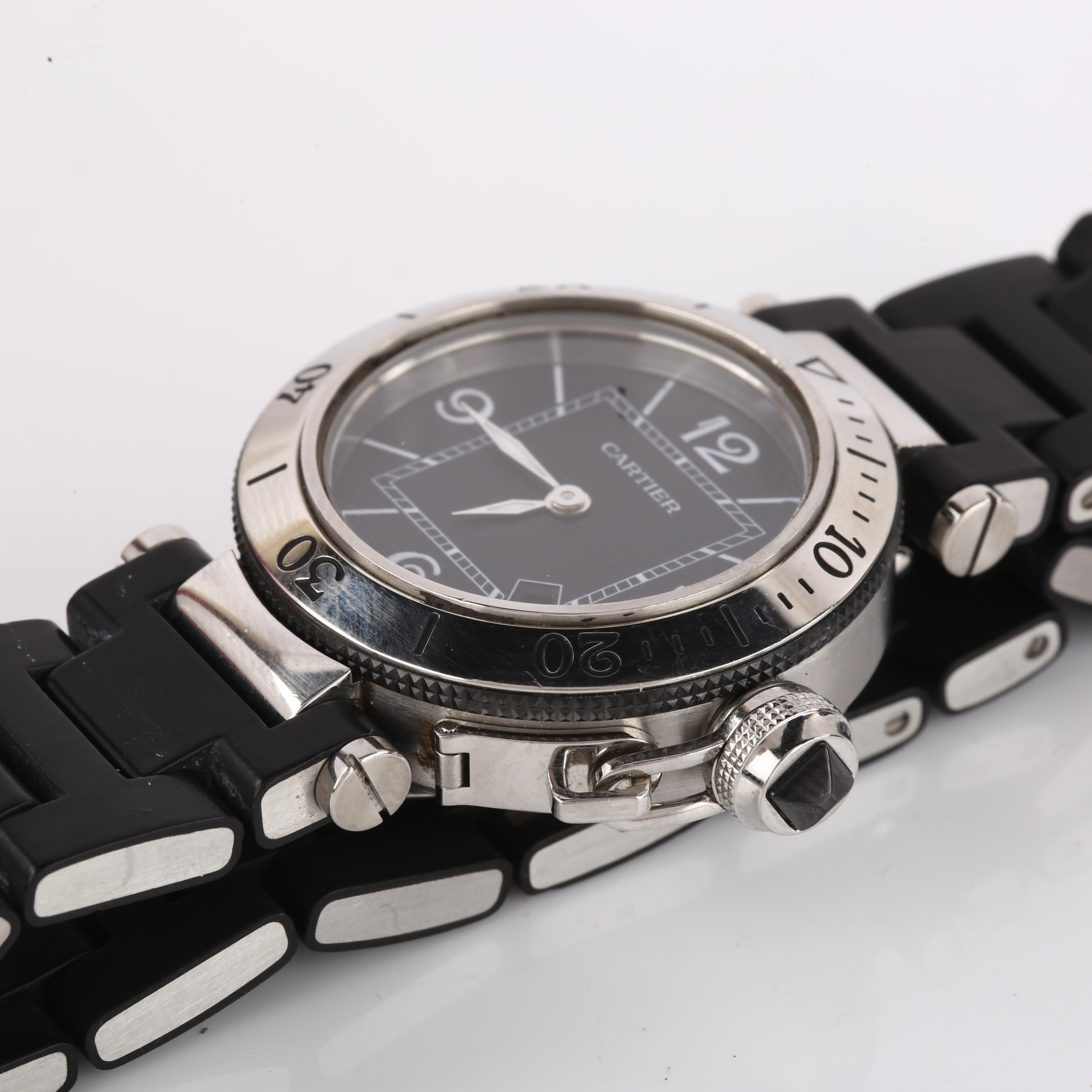 CARTIER - a mid-size stainless steel Pasha De Cartier Seatimer quartz bracelet watch, ref. 3025, - Image 3 of 5