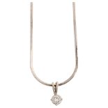 An 18ct white gold 0.25ct solitaire diamond pendant necklace, set with modern round brilliant-cut