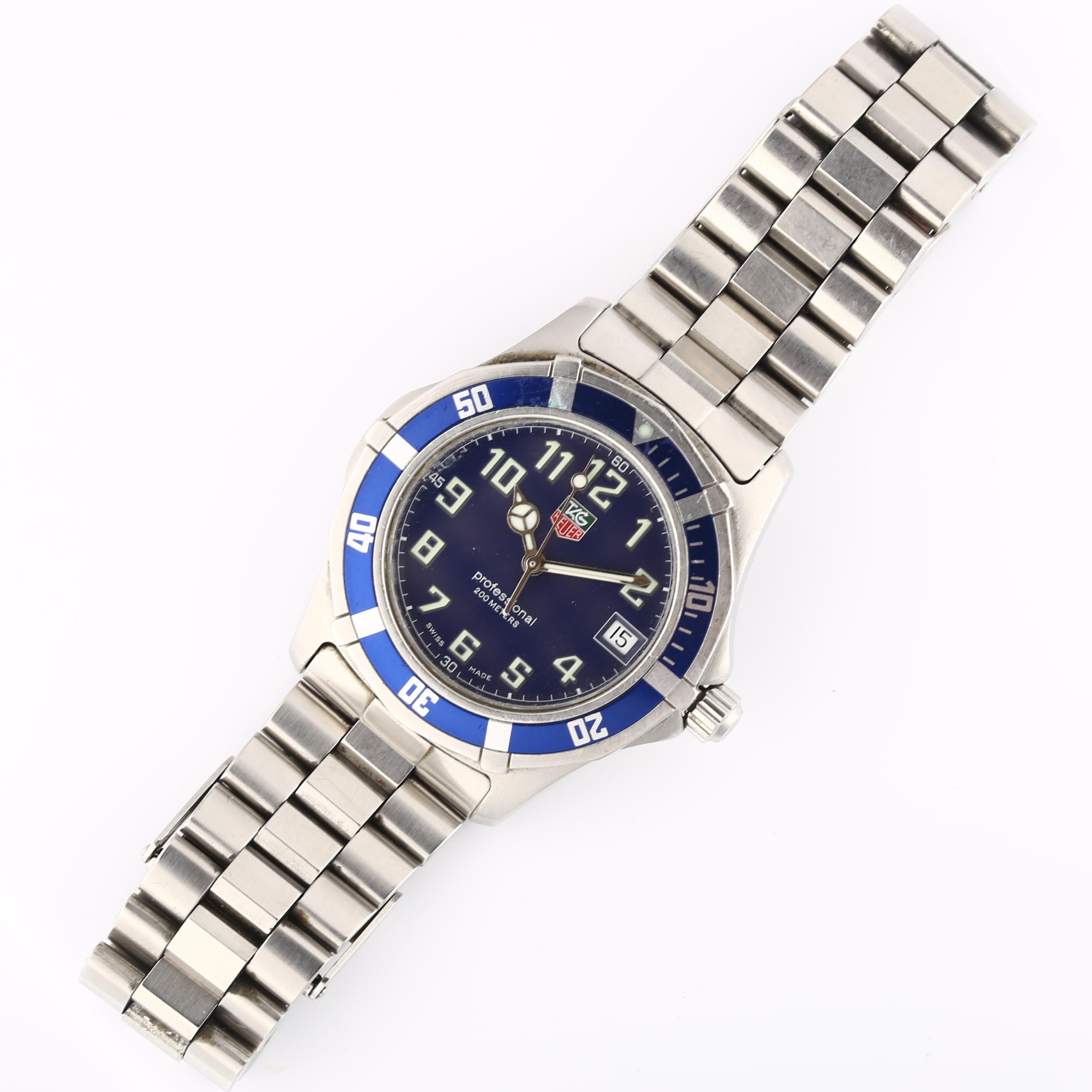 TAG HEUER - a stainless steel 2000 Series Professional quartz bracelet watch, ref. WM1113, blue dial - Image 2 of 5