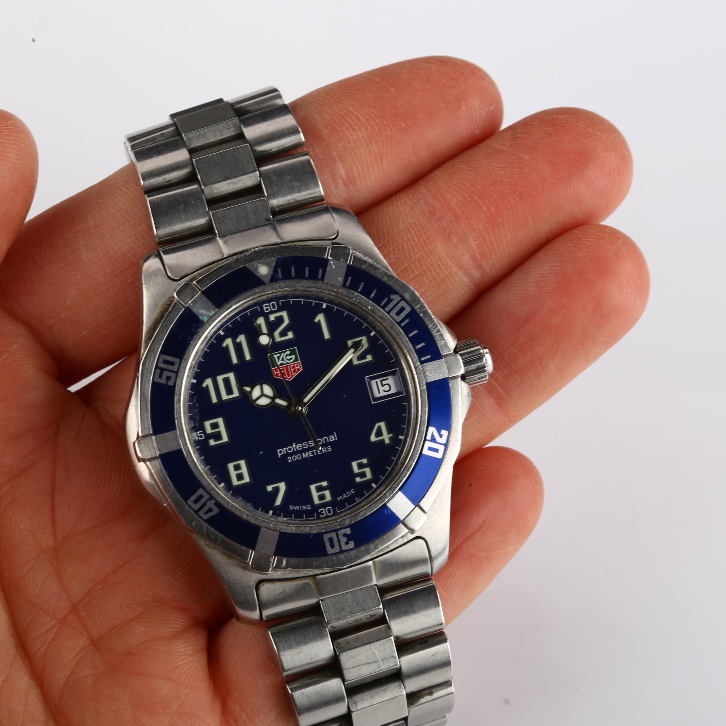 TAG HEUER - a stainless steel 2000 Series Professional quartz bracelet watch, ref. WM1113, blue dial - Image 5 of 5