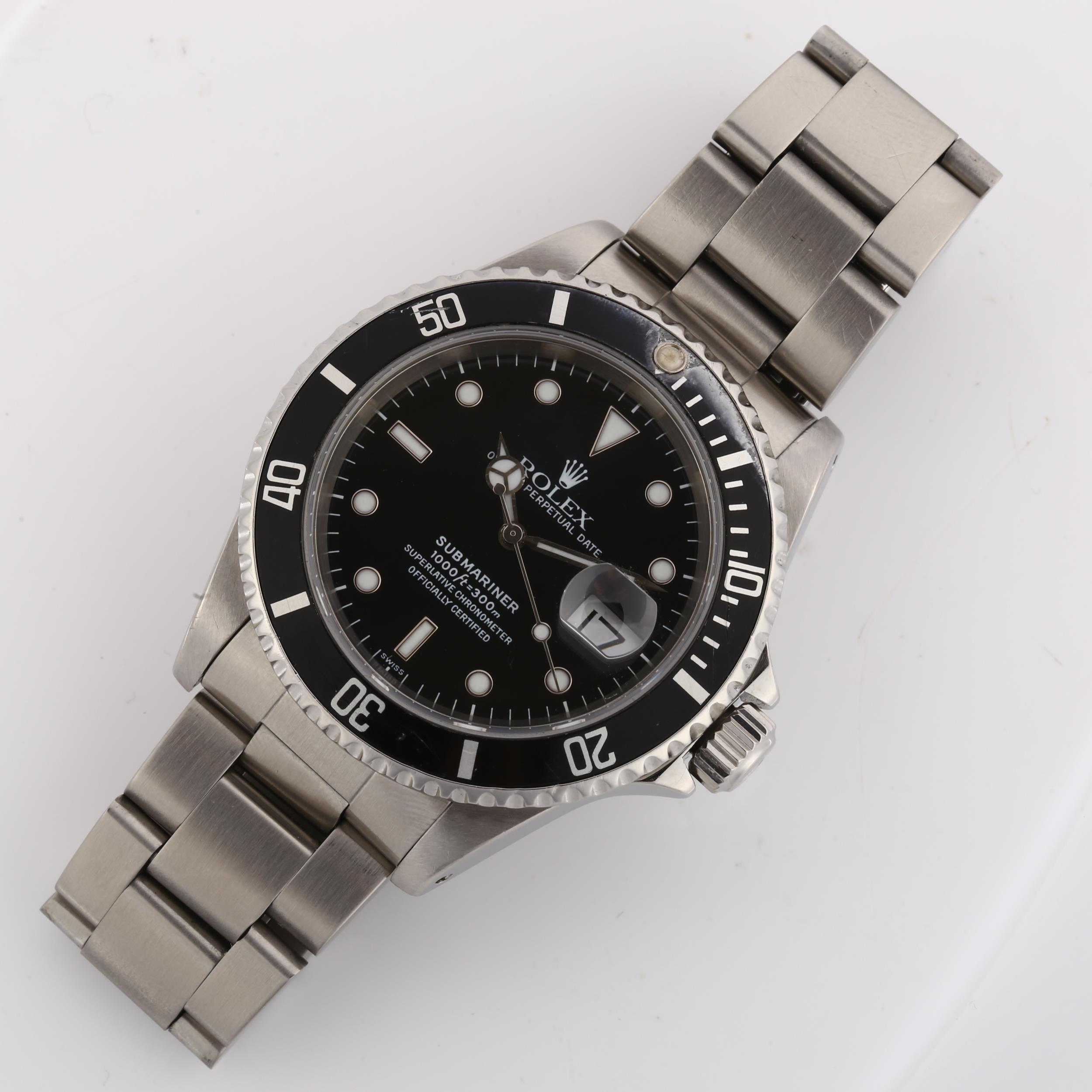 ROLEX - a stainless steel Submariner Date automatic bracelet watch, ref. 16610, circa 1999, black - Image 2 of 5