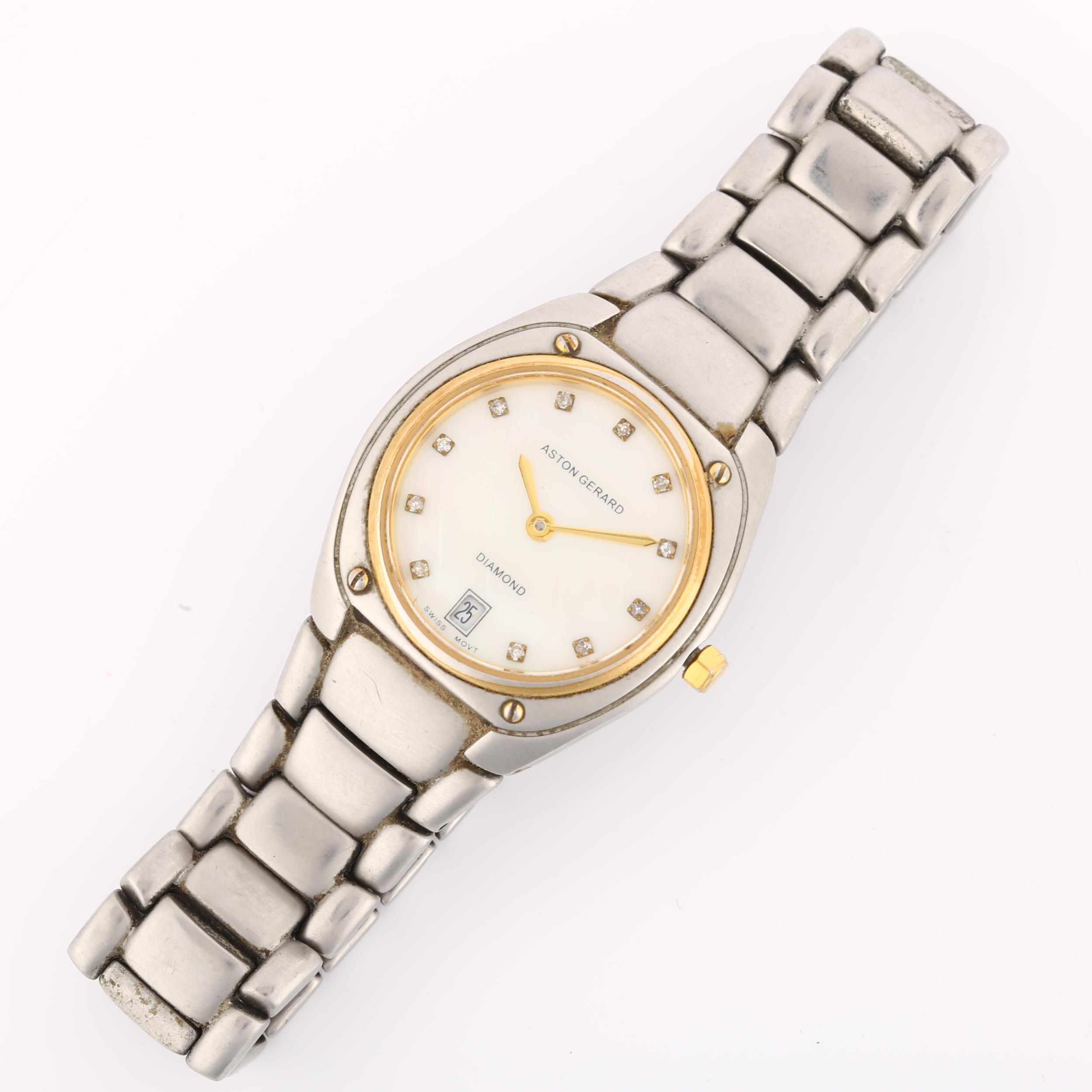 ASTON GERARD - a lady's stainless steel Diamond quartz bracelet watch, ref. 261267KL, mother-of- - Image 2 of 5