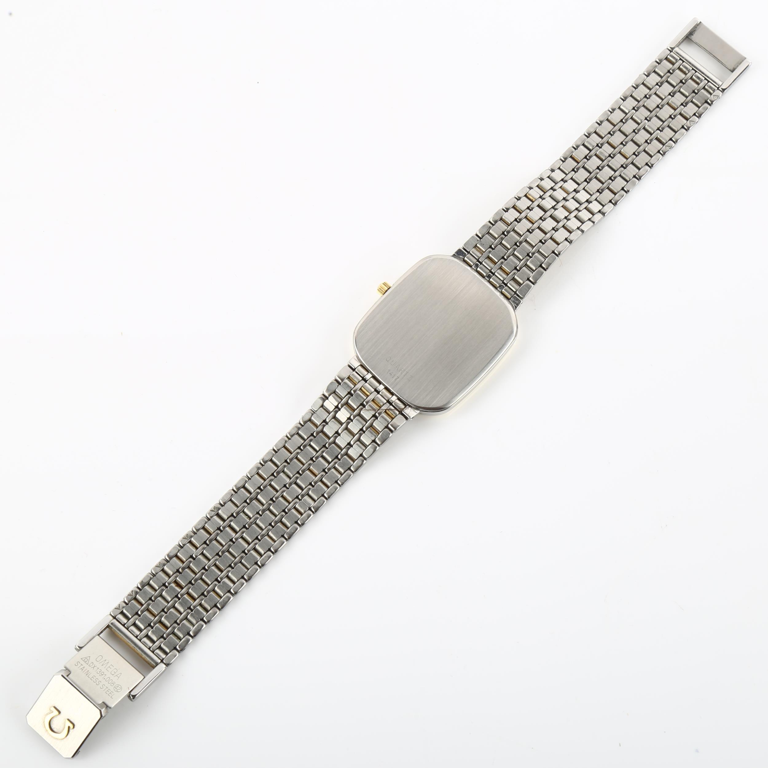 OMEGA - a gold plated stainless steel De Ville quartz bracelet watch, ref. 1417, cream dial with - Image 3 of 5