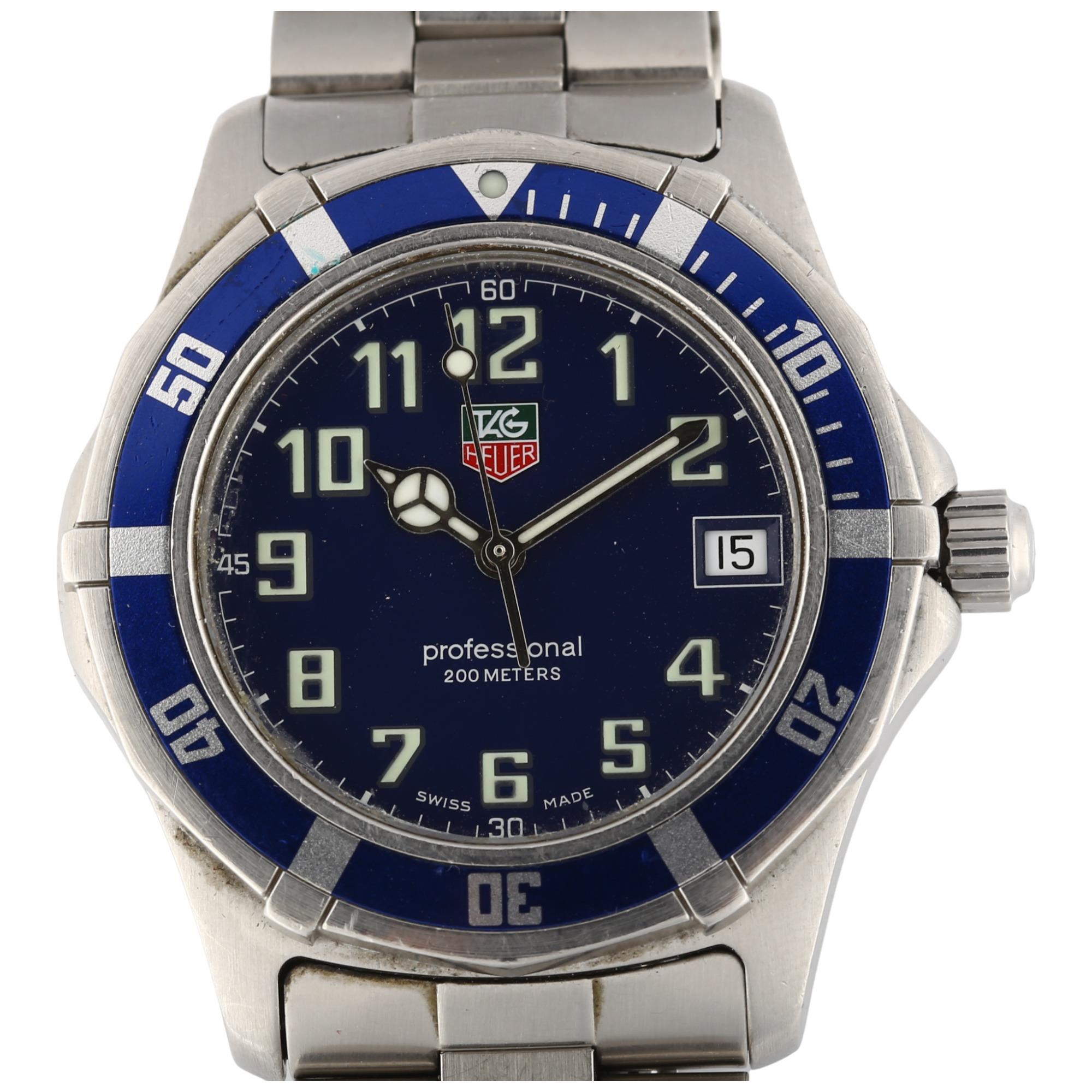 TAG HEUER - a stainless steel 2000 Series Professional quartz bracelet watch, ref. WM1113, blue dial