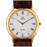 OMEGA - a gold plated stainless steel De Ville quartz wristwatch, white dial with Roman numeral hour