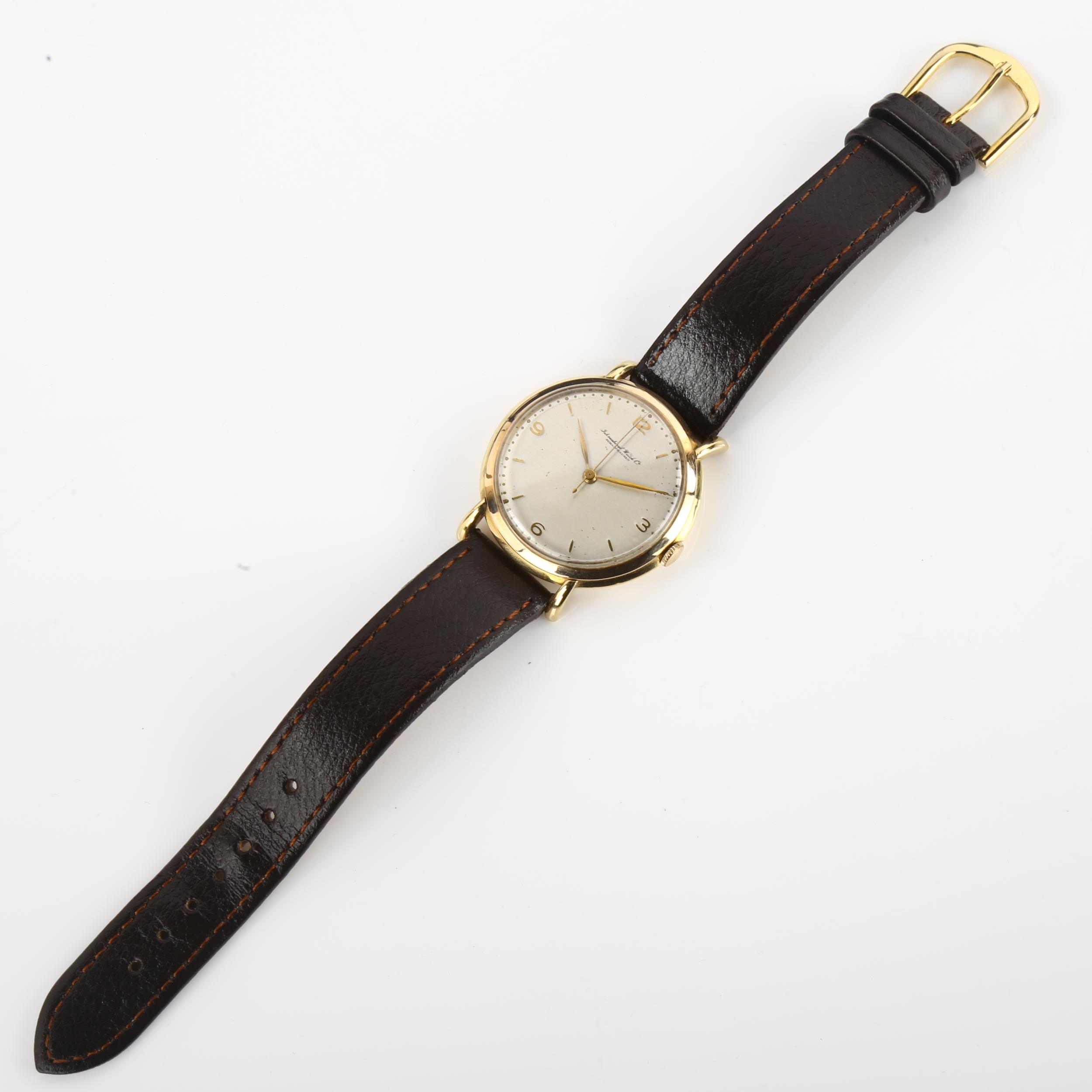 IWC (INTERNATIONAL WATCH CO) - a Vintage 18ct gold mechanical wristwatch, circa 1950s, silvered dial - Image 2 of 5