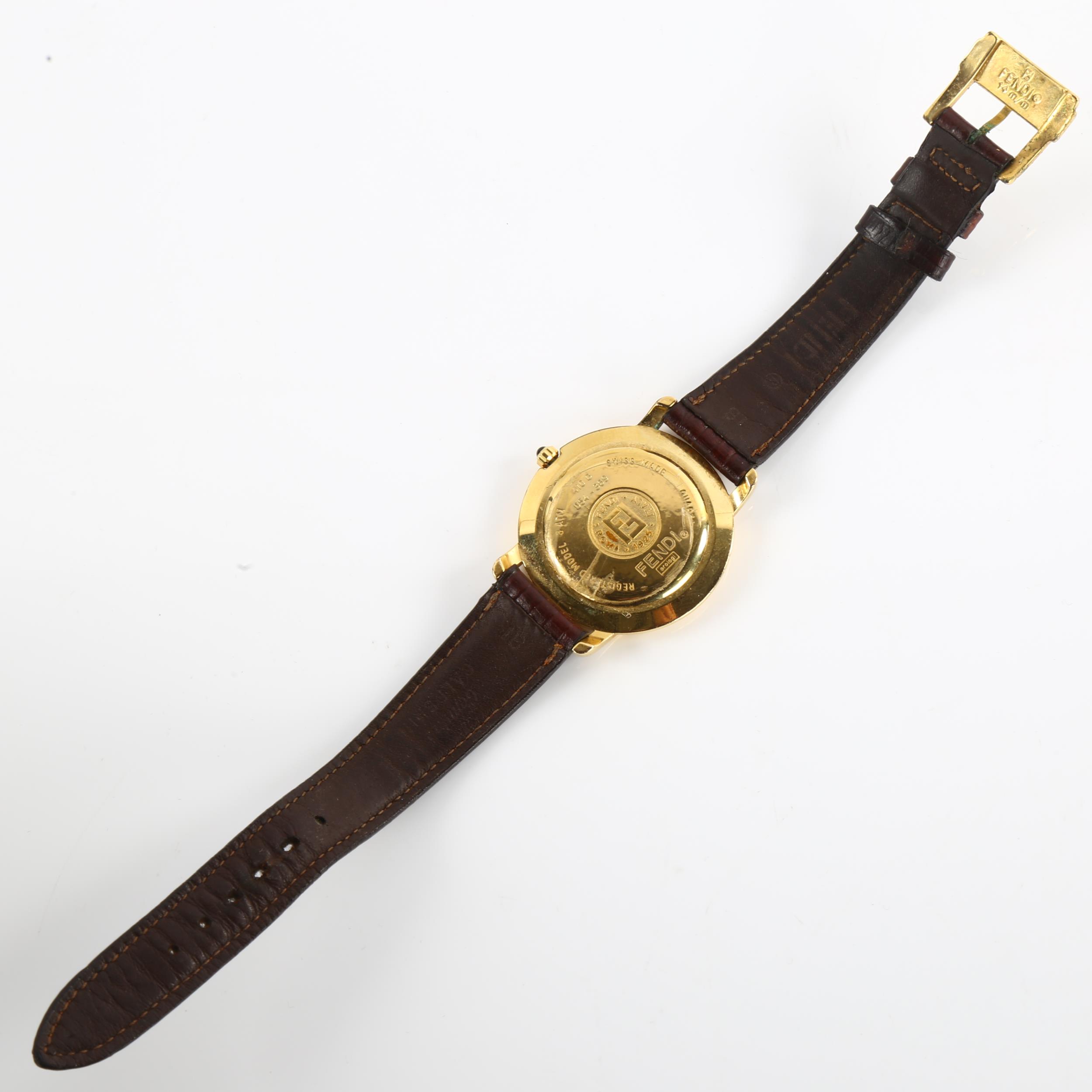 FENDI - a gold plated 410G quartz wristwatch, white dial with gilt Roman numeral hour markers, - Image 3 of 5
