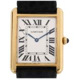CARTIER - an 18ct gold and stainless steel Tank Solo quartz wristwatch, ref. 2742, silvered dial