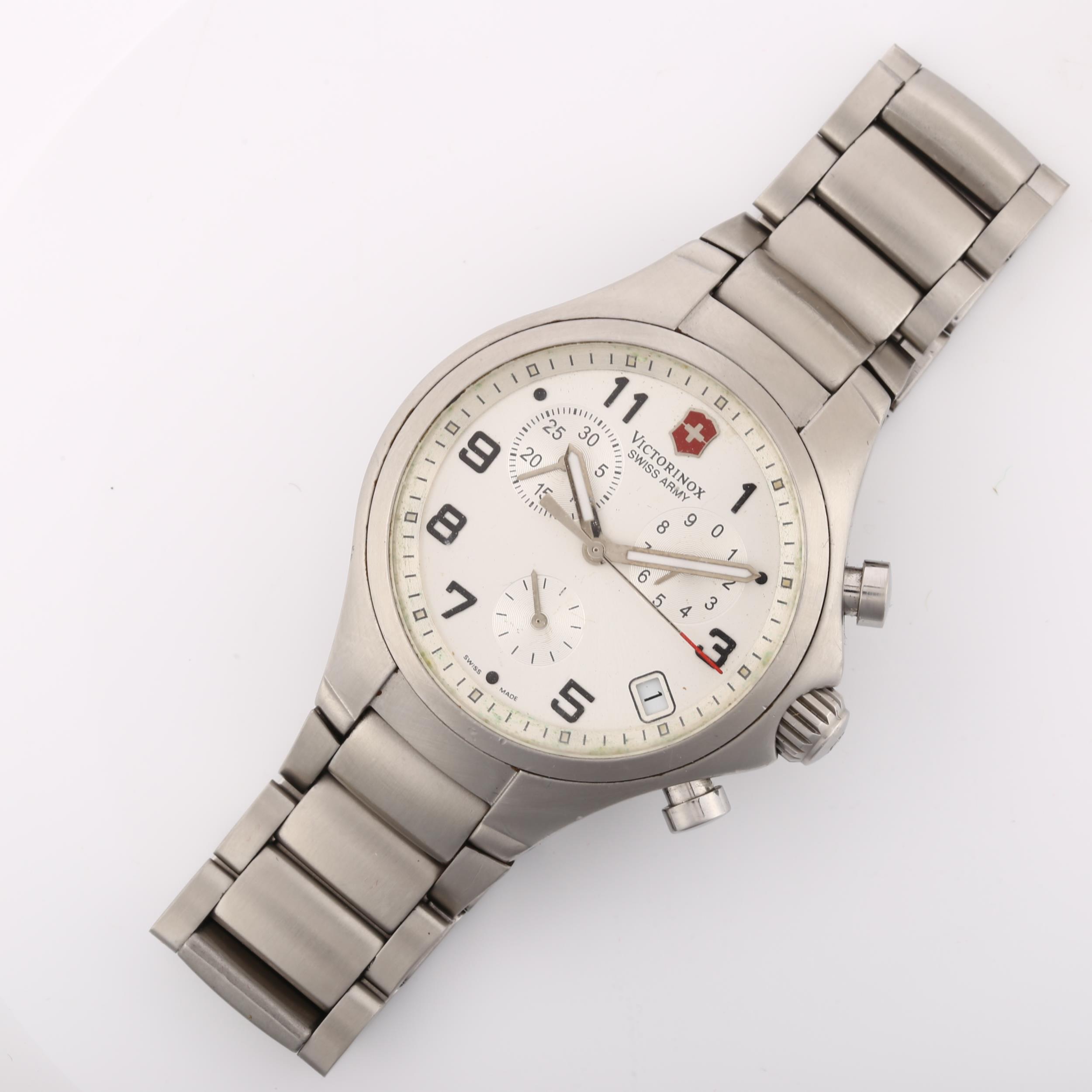 VICTORINOX - a stainless steel Swiss Army Base Camp quartz chronograph bracelet watch, ref. V.25331, - Image 2 of 5