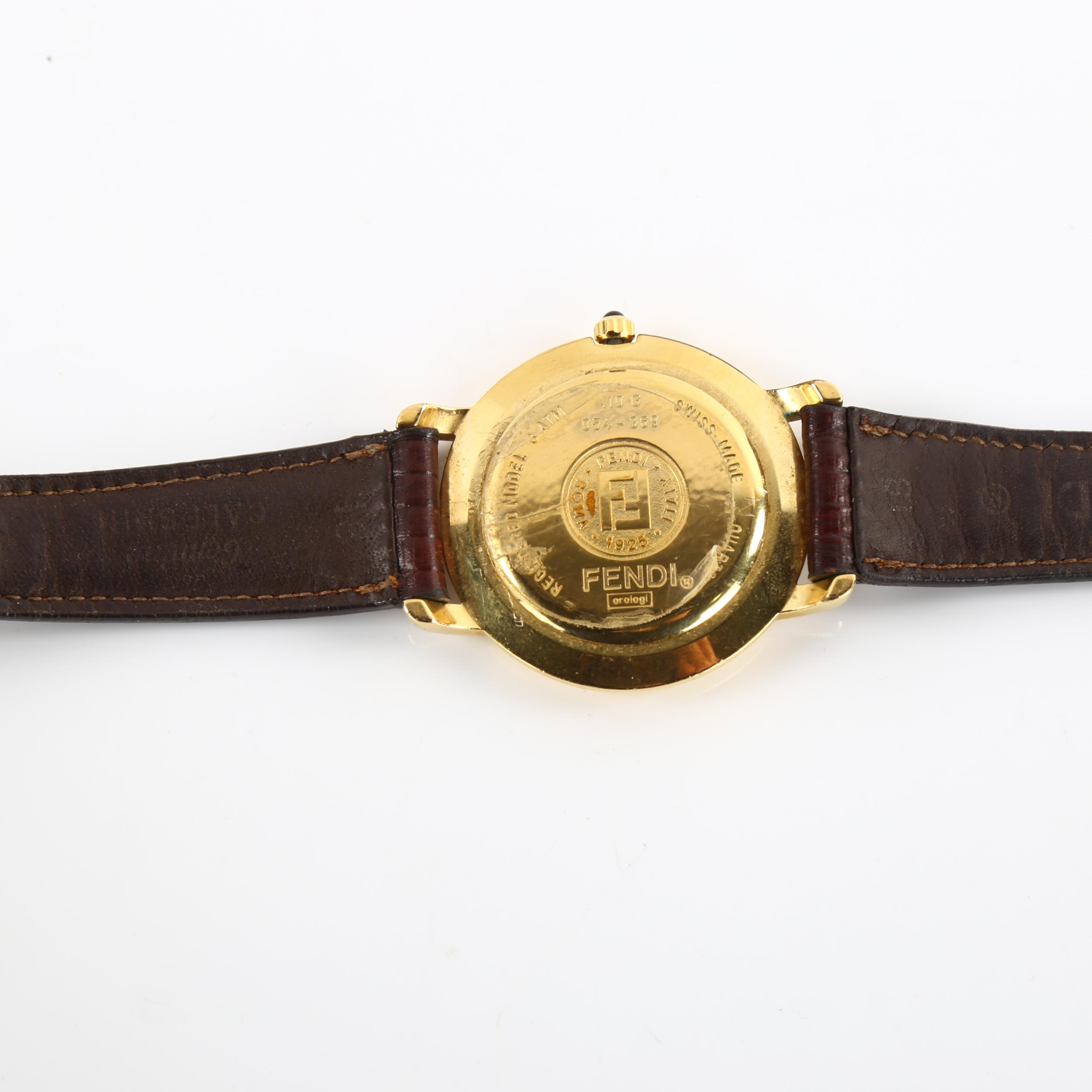 FENDI - a gold plated 410G quartz wristwatch, white dial with gilt Roman numeral hour markers, - Image 4 of 5