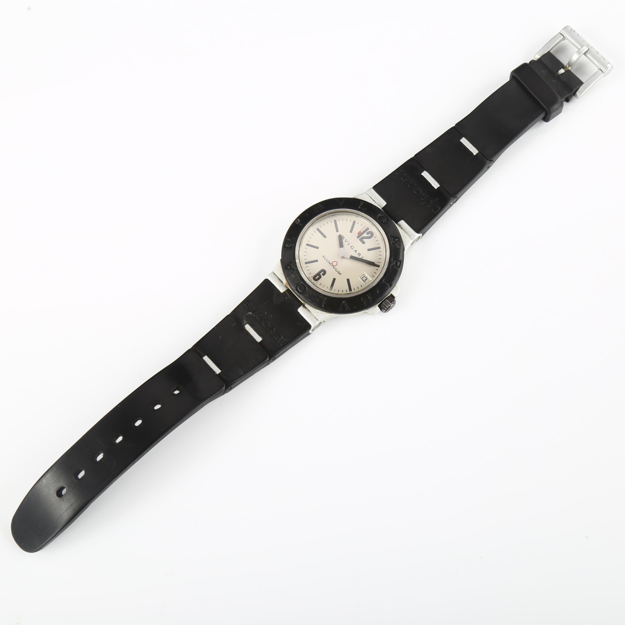 BULGARI - an aluminium Diagono automatic calendar wristwatch, ref. AL 38 A, circa 2000, silvered - Image 2 of 5