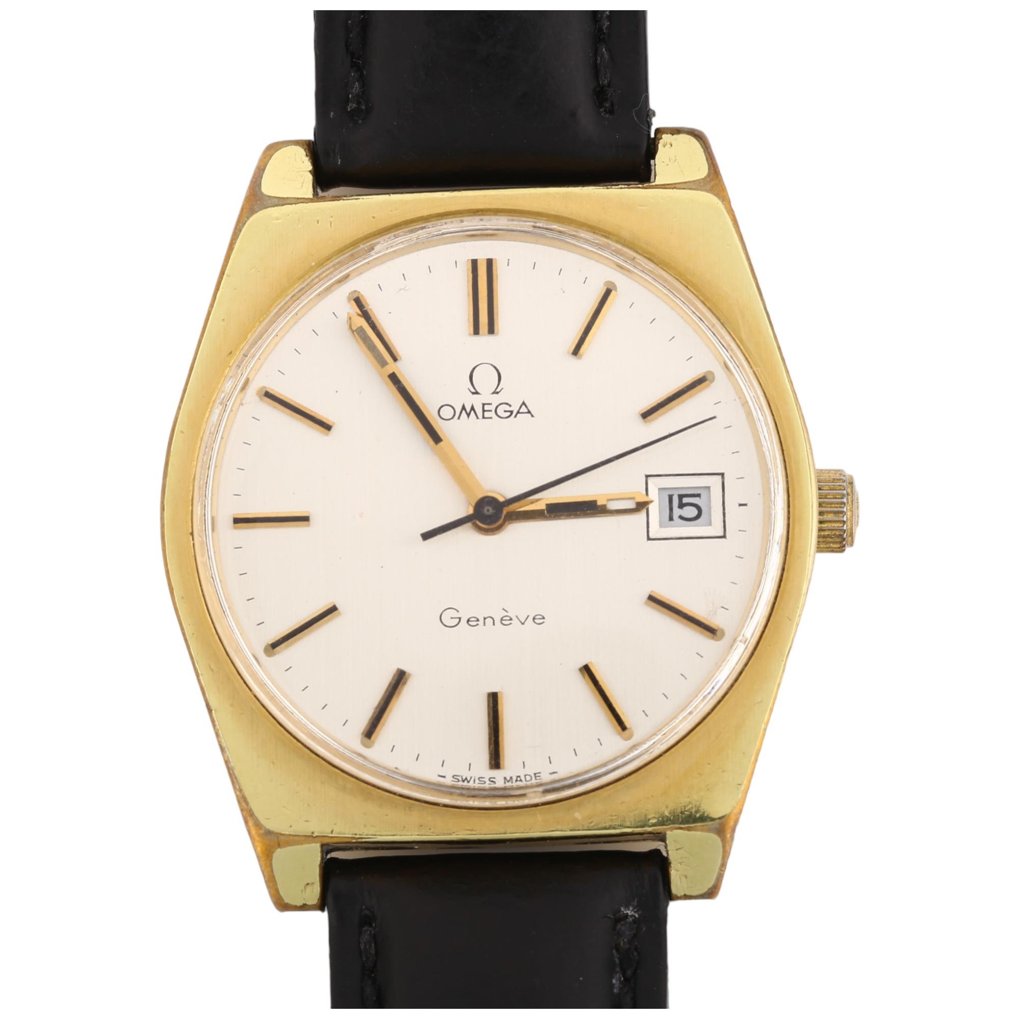 OMEGA - a gold plated stainless steel Geneve mechanical wristwatch, ref. 136.0049, circa 1972,