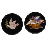 A pair of Italian Grand Tour micro-mosaic dress studs, including Capitoline Doves design, diameter