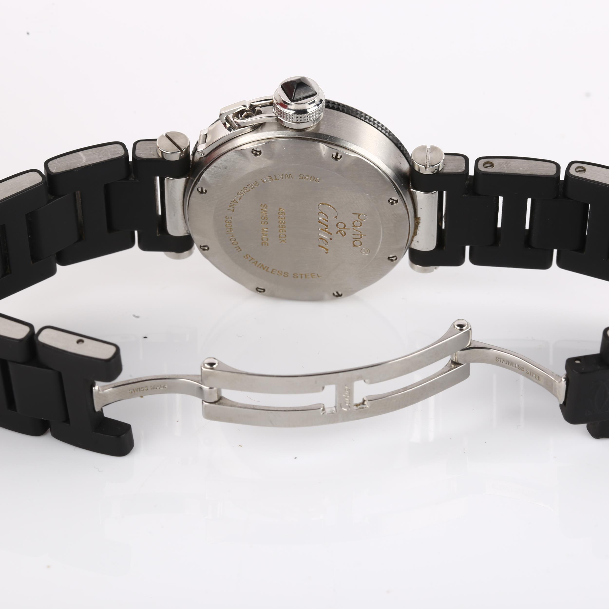 CARTIER - a mid-size stainless steel Pasha De Cartier Seatimer quartz bracelet watch, ref. 3025, - Image 4 of 5