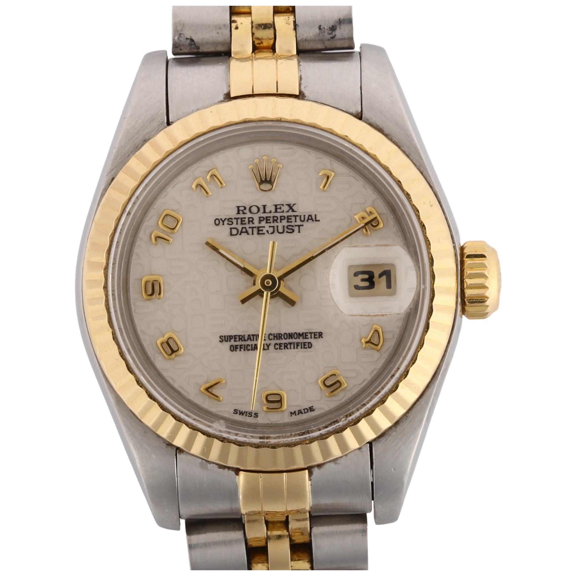 ROLEX - a lady's bi-metal Datejust automatic bracelet watch, ref. 69173, circa 1988, cream Rolex